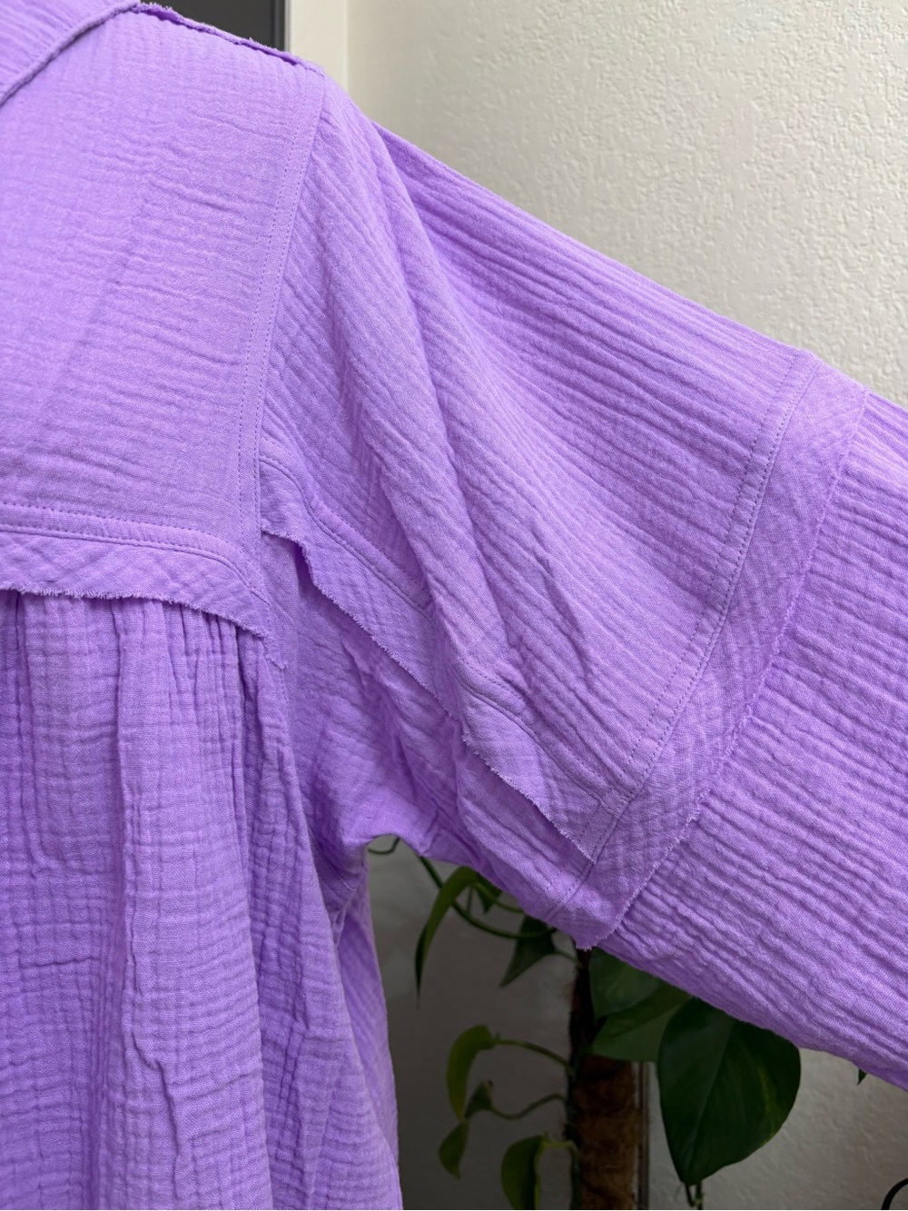 ZENANA Lilac Gauze Relaxed Fit Babydoll 100% Cotton Top - L/XL - Picture 5 of 10